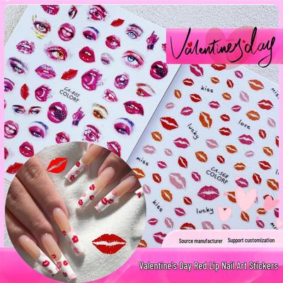 Valentinstag Rote Lippen Cartoon Nagelsticker - Sexy, Trendiges Design