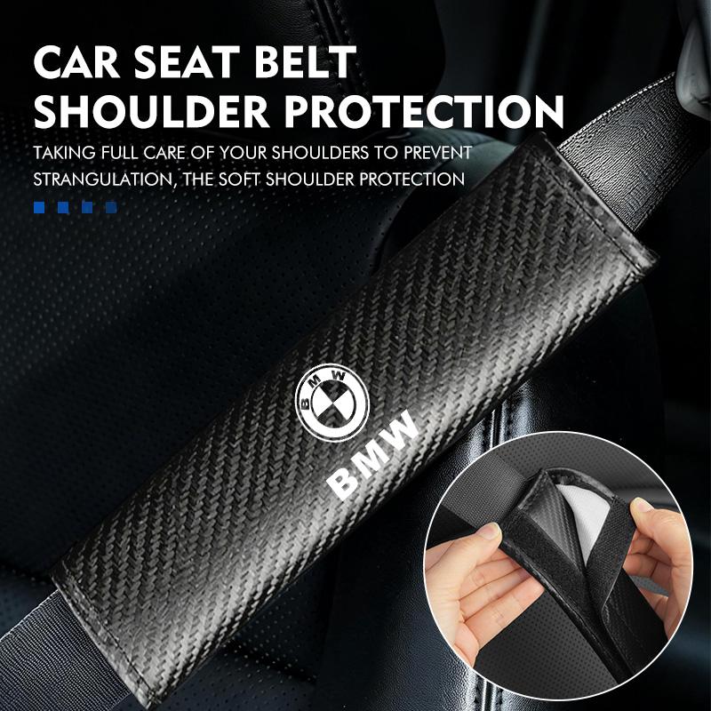 Car Seat Belt Carbon Fibre Shoulder Protection Pad Accessories For BMW M 1 3 4 5 6 7 Series M3 M6 F01 F02E34 E36 E70 F10 X6 X1