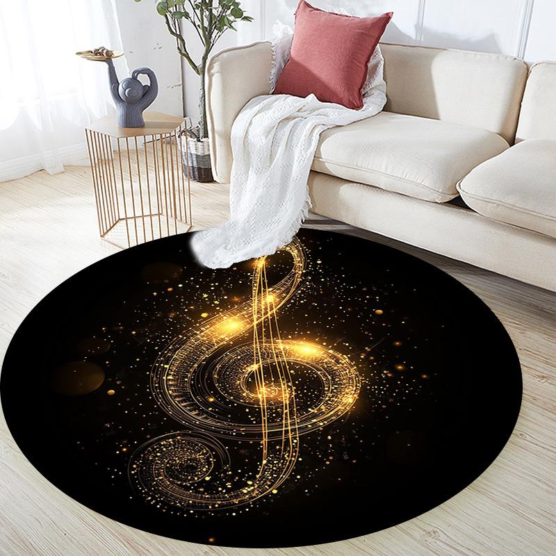 Musical Notes,Round Area Rug,Carpet Rug for Living Room Bedroom Sofa Playroom Decor,Non-slip Floor Mat