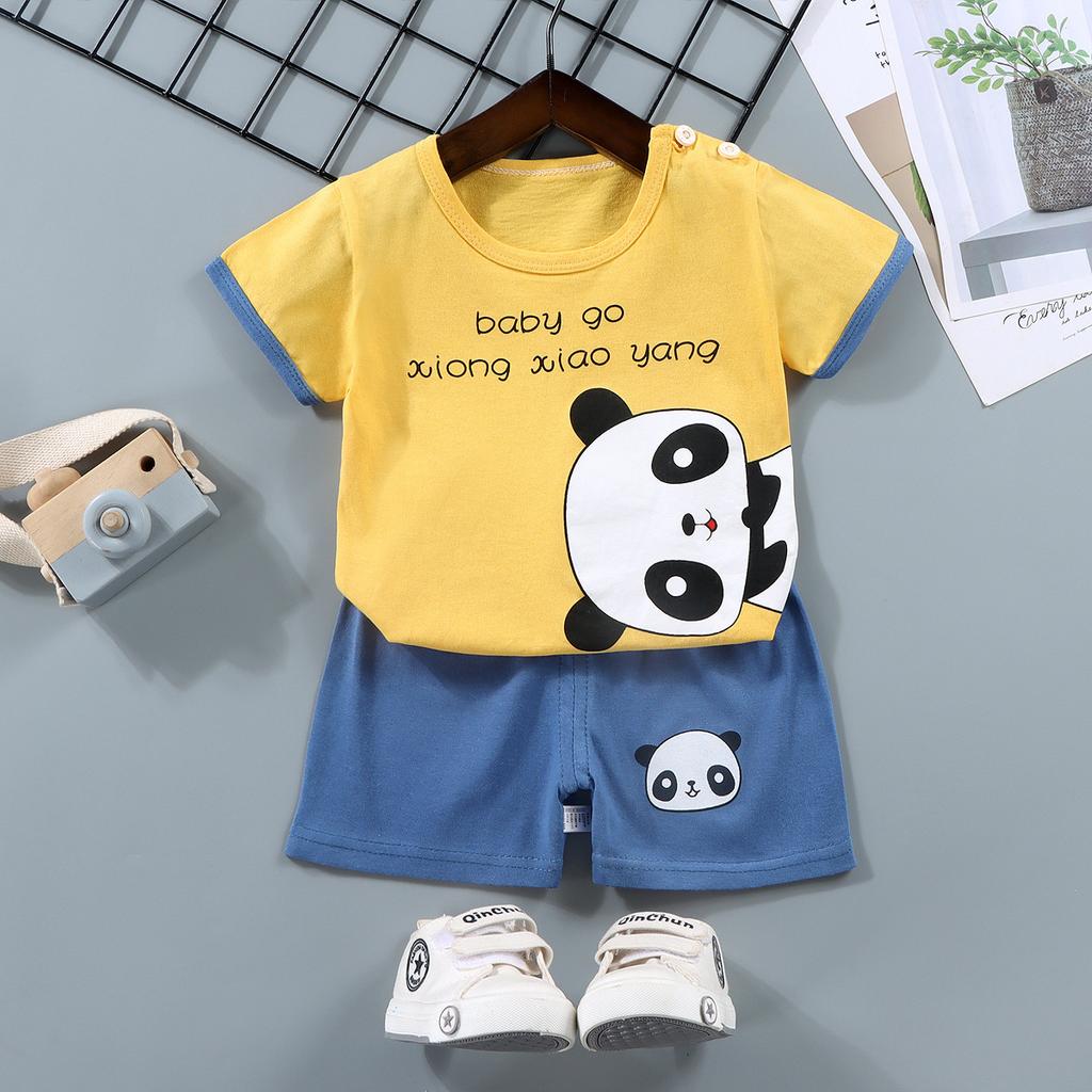 Childrens Short-Sleeve Sets Cotton Boys T-Shirts Baby Summer Clothing Girls Shorts Infant Clothing Summer Clothing