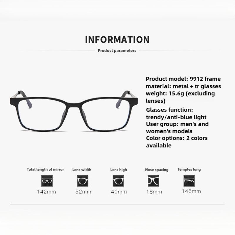 6PCS Anti-blue Light Reading Glasses for Men Business Grade Long-sighted Glasses Stainless Steel Frame