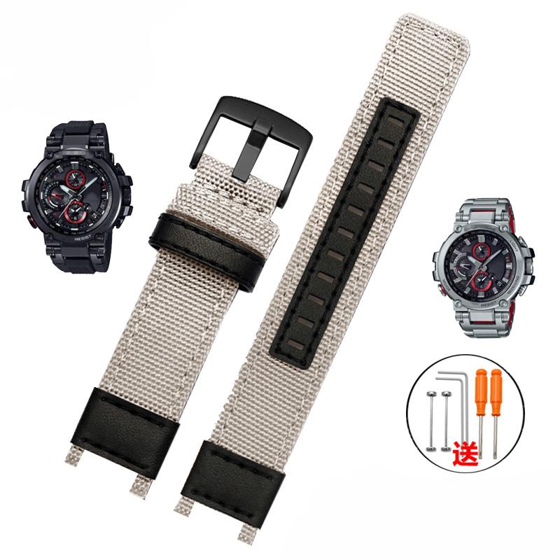 Nylon Canvas Leather Watchband Modified MTG B1000 for G-SHOCK C-asio Watch MTG-B1000 Series Outdoor Sport Mens Watch Band Strap