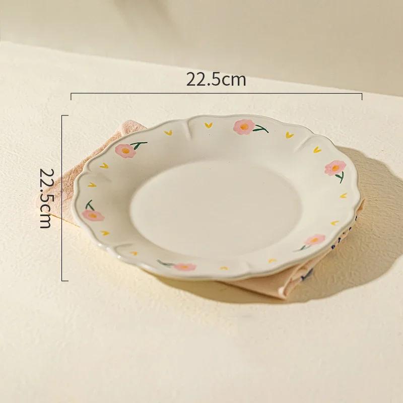 Retro-Blumen-Keramikteller, modisch, kreativ, köstliche Suppenschüssel, für Zuhause, Nachmittagstee, Dessert, Obstteller, exquisiter Fischteller