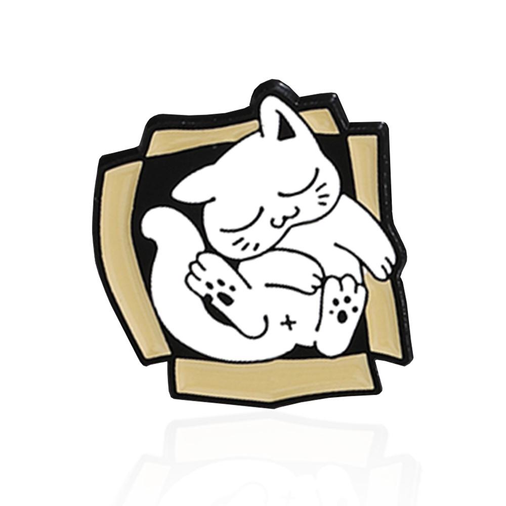 Adorable Fat Cat in Box Brooch - Playful Hide-and-Seek Theme