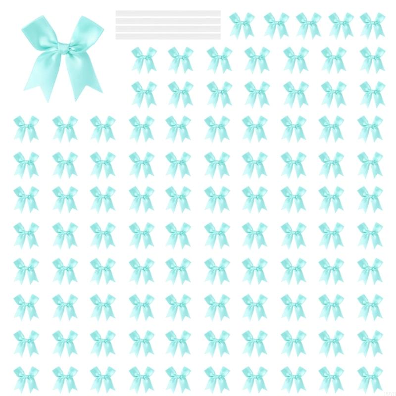 100Pcs Gift Wrapping Ribbon Bowknot 8cm Polyester Fabric Bowknot for Birthday Valentine's Day Wedding Gift Packaging P9YB