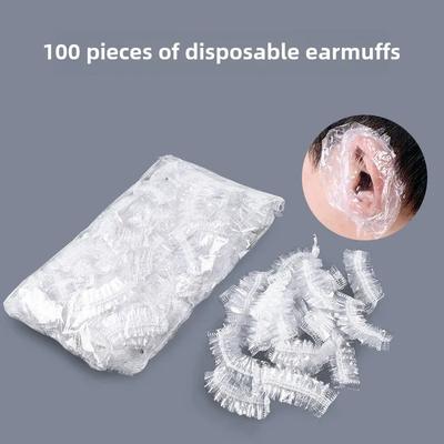 100Pc/lot Disposable Hair Earmuff Dye Transparent Elastic Shower Hair Dye Protection Tool Shield Waterproof Earpack Plastic Wrap