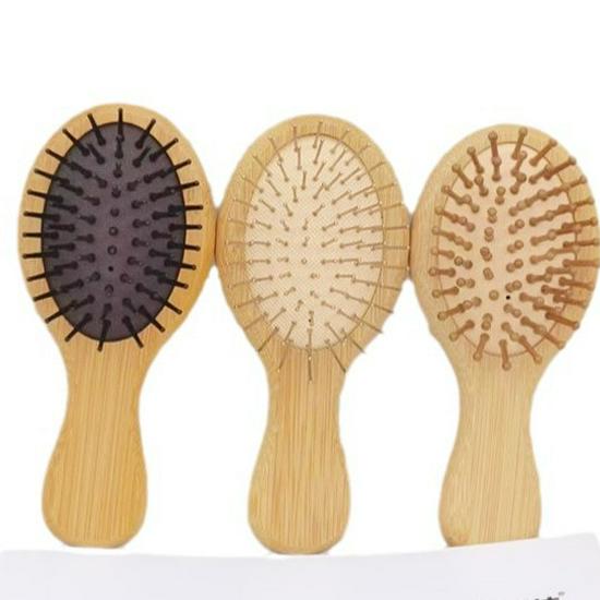 Nan Bamboo Mini Air Cushion Brush - Cute, Portable, Round-Teeth Souvenir Comb for Home & Travel