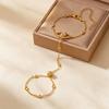 French Vintage Eye Copper Zirconia Finger Chain Women'S Elegant Design Ring Bracelet Luxury Fashion Hand Jewelry Gift