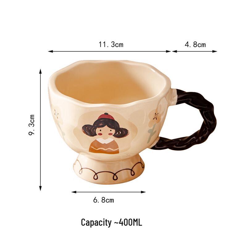 Shangqi Doukou Green Girl Ceramic Mug with Spoon and Gift Box