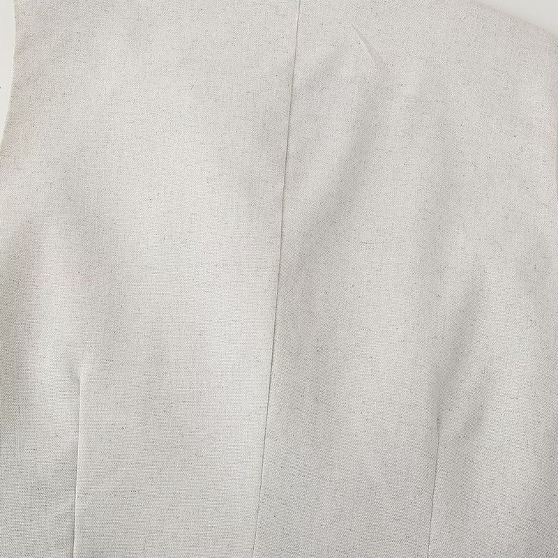 Kaslead New Arrival Women's Fashion Style Fashion round Neck Decorated Row Button Cotton Linen Vest Skirt