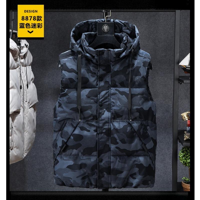 Men S Thickened Detachable Hood Camouflage Work Sleeveless Waistcoat Vest Outerwear