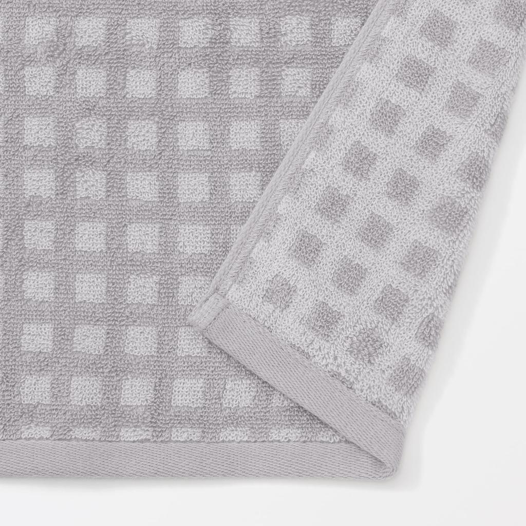 MUJI Fluffy Pile Hand Towel Set of 34 x 35 Gray Check 84971242 (Patterned) - 10, cm,