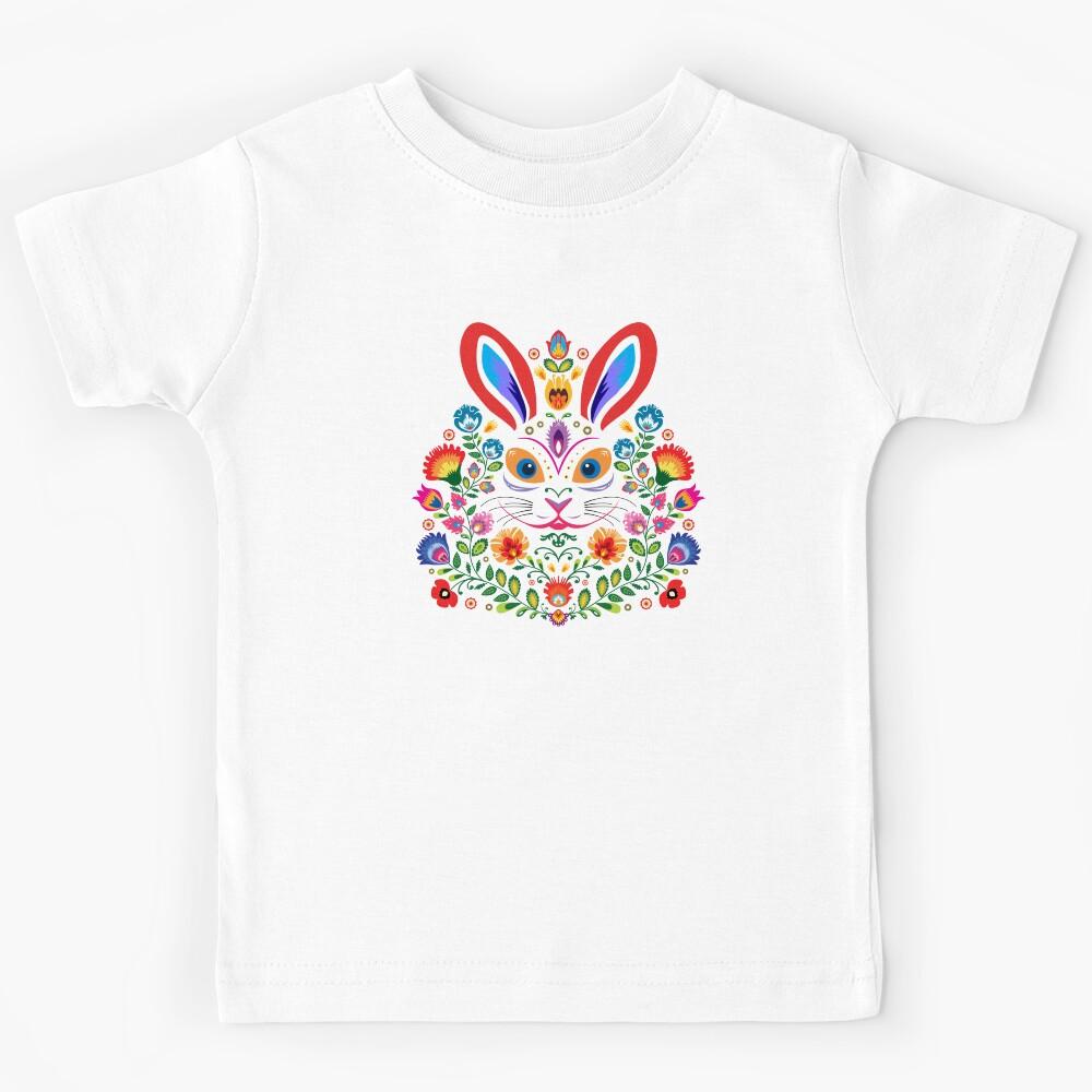 Cute Bunny in folklore Style Kids T-Shirt 130