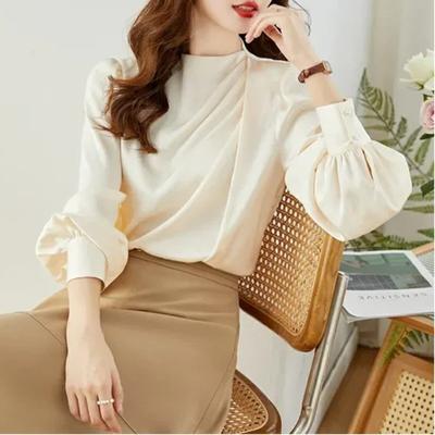 Designed Drapey Satin Temperament Simple Shirt Women's New Summer Slim Top
