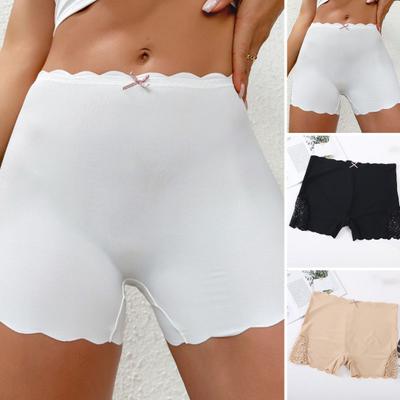 Damen-Sicherheitshose, hohe Elastizität, einfarbig, Spitze, nahtlos, weich, atmungsaktiv, Anti-Exposition, mittlere Taille, schnell trocknend, unter Rock-Shorts, Sicherheitsunterhose