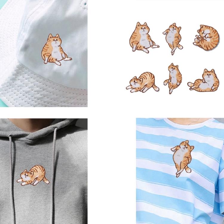 6 Pcs Embroidered Patches Cartoon Cats Iron On Patches Applique Patches Animal Sewing On Patches Sewing Patches for Hat