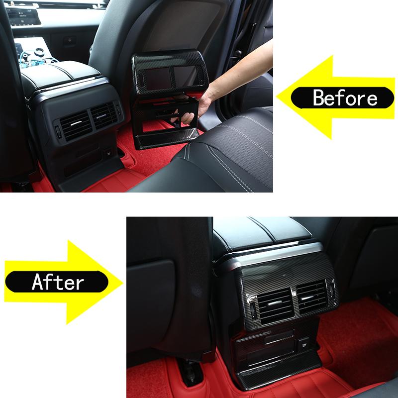 ABS Carbon Fiber For Land Range Rover VELAR 2017-2026 Inner Rear Row Air Conditioning Vent Frame Cover Trim Car Accessories