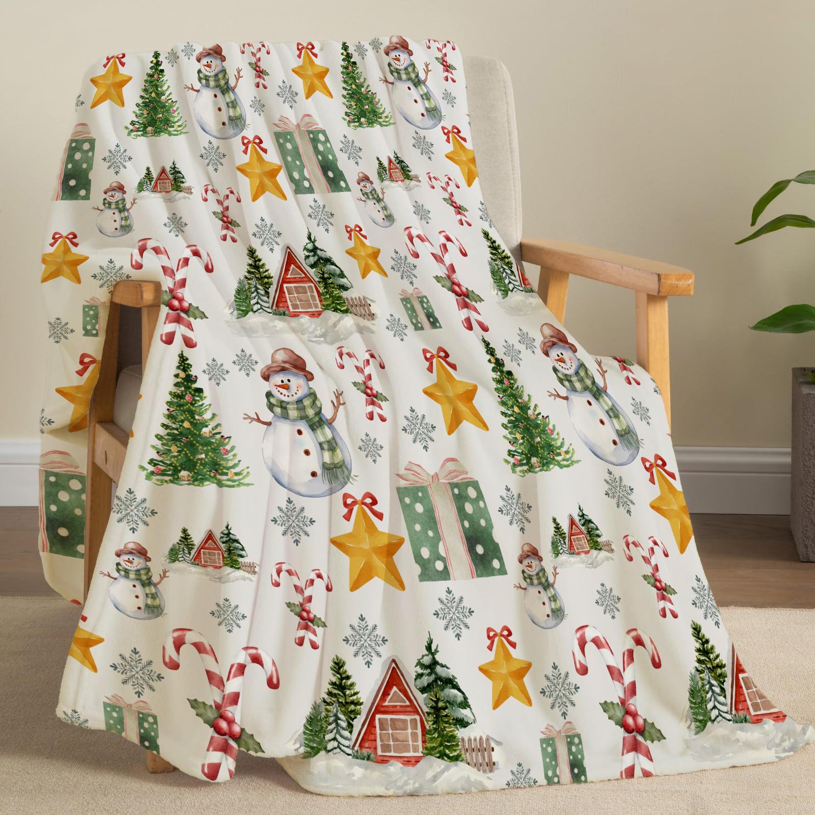 Christmas Creative Throw Flannel Print Super Soft Cozy Sofa Nap Home Perfect Home Gift for Her 75X95CM
