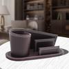 Fashion Leather Pen Container Holder Business Card Box Creative Business Stationery Desk Decor