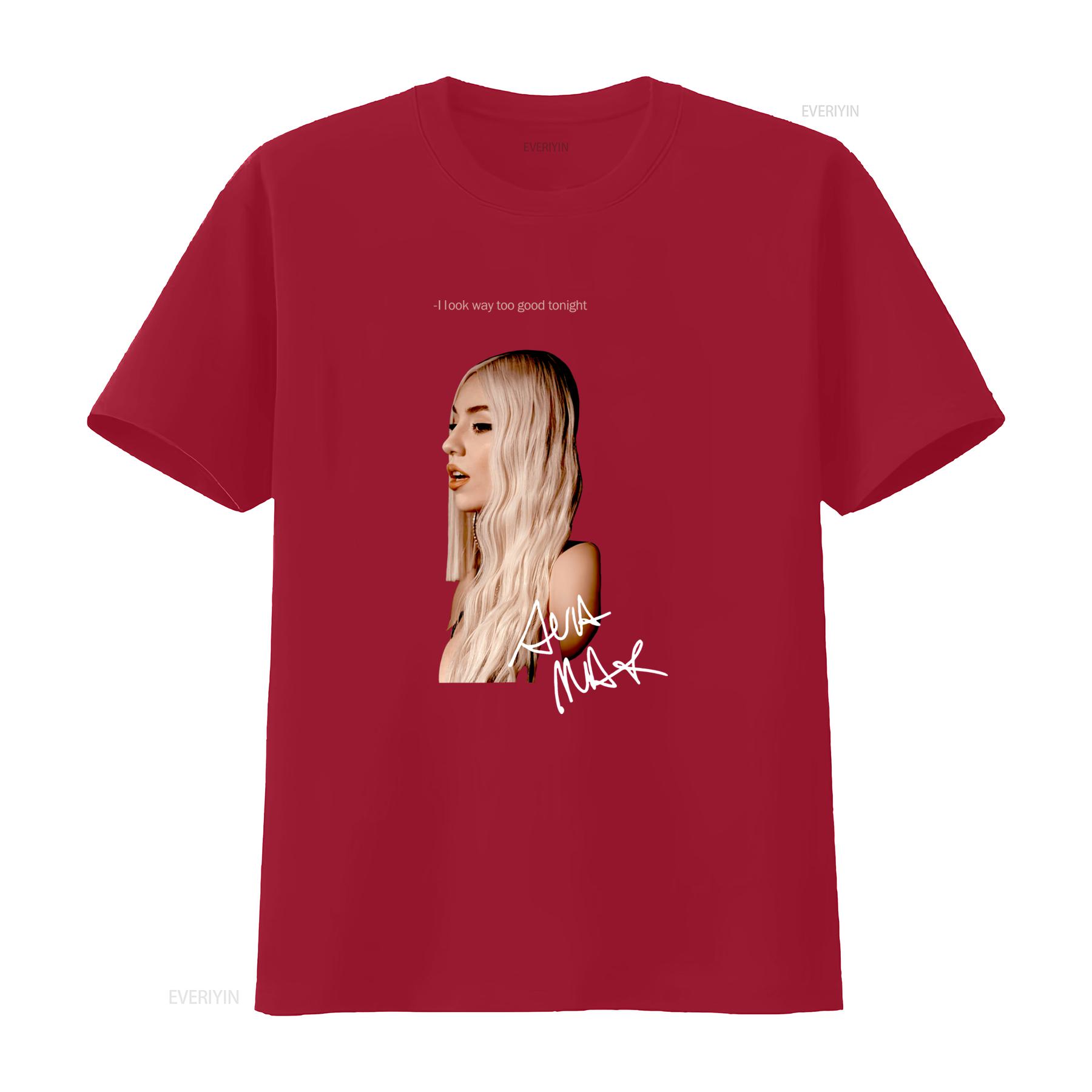 

Хлопковая черная футболка Ava Max Signature Все размеры Принт «Сегодня я выгляжу слишком хорошо» Bt083 винтажная стираная стильная эластичная повседневная S