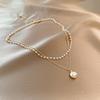 Simple double-layer imitation pearl pendant necklace fashionable double-layer pearl collarbone chain, necklace female niche design