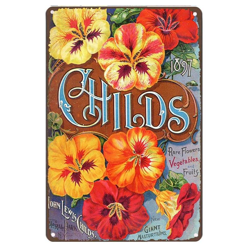 Metal Tin Sign Garden Beautiful Flowers Vintage Tin Sign Flower Lavender Metal Wall Panel Retro Art Decoration for Home Cafe Bar