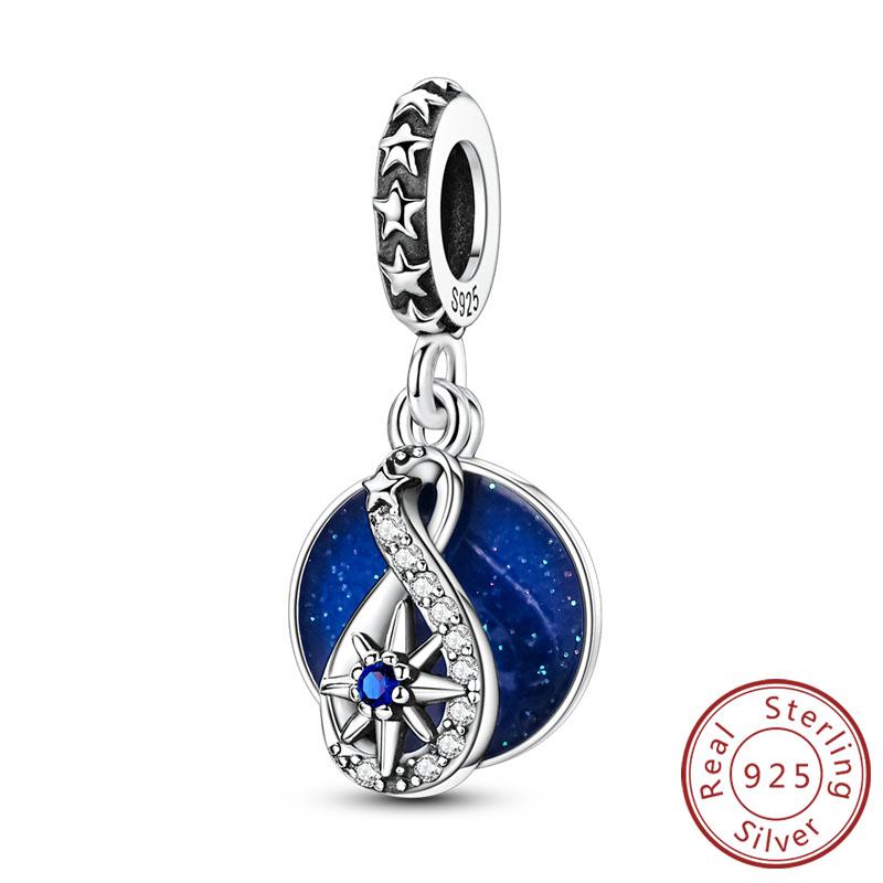 New Original Copper Charms Bead Luminous Rose Cat Planet Star Moon Pendant Fit Women Bracelet Necklace Jewelry Gift