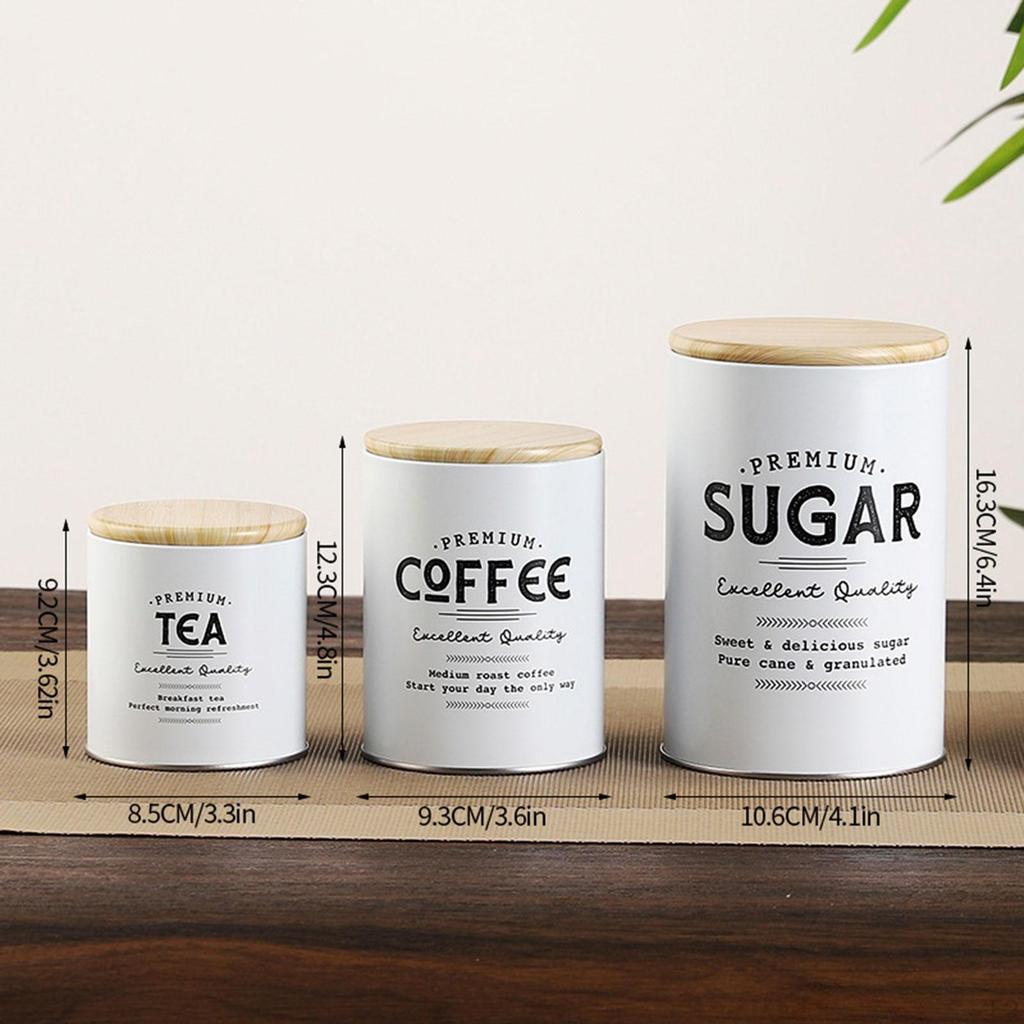 3 Canister Arrangement for Kitchen Counter Coffee Tea And Sugar Storage