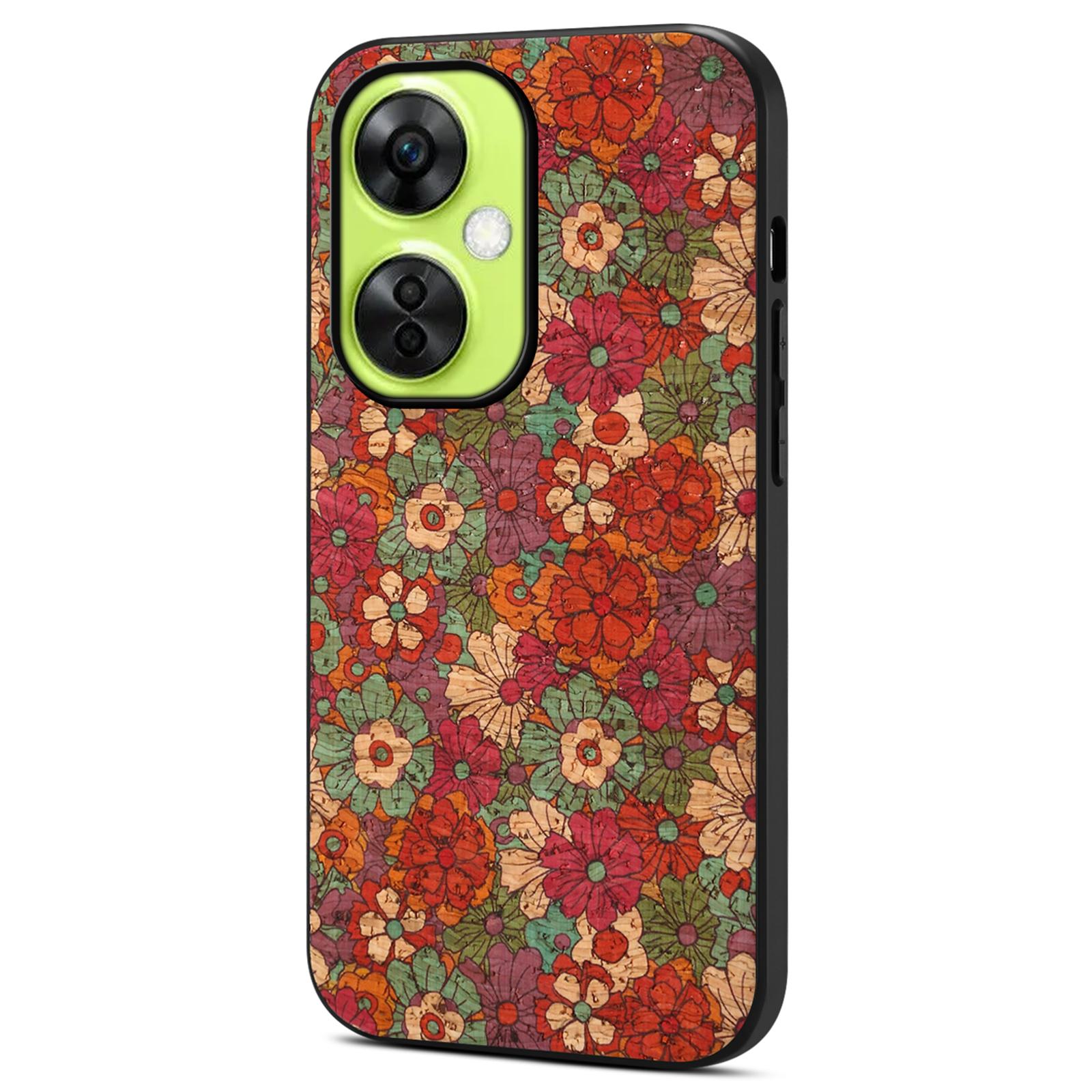 

For OnePlus Nord CE 3 Lite 5G/Nord N30 5G Case Flower Pattern PU Leather Coating Phone Back Cover Summer/Red