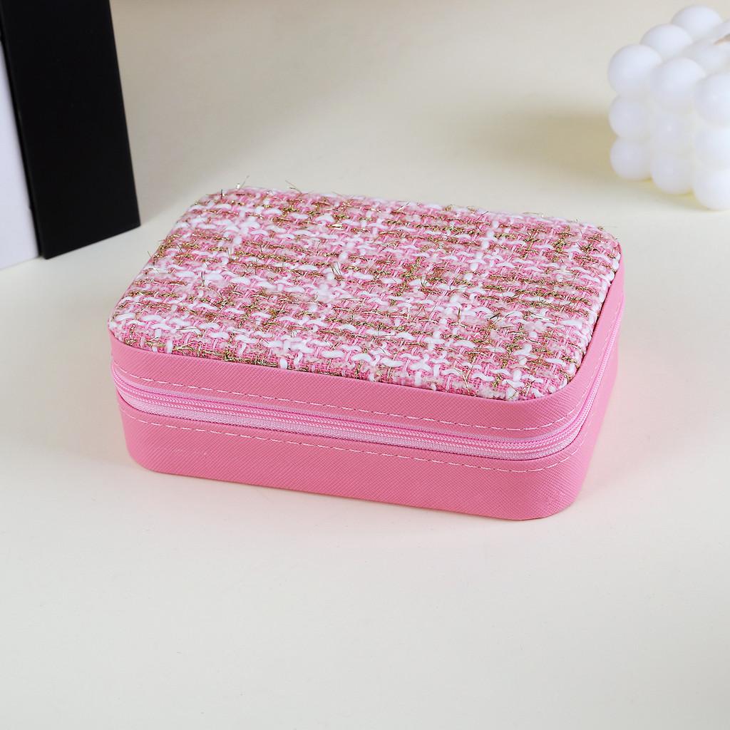 Small Style Leather Jewelry Box With Zipper And Dividers For Necklaces And Rings
