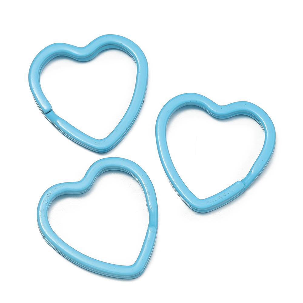 5pcs Cute Colorful Heart Spray Paint Keyring Keychain Split Ring Metal Car Key Ring for DIY Handmade Jewelry Making Accessories