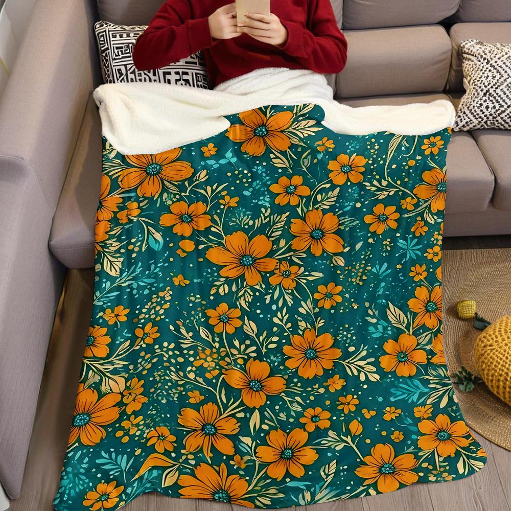 Coperta in Flanella Color Teak e Fiore d'Arancio Calda Morbida Halloween Natale Divano Caldo Accogliente Decorazione Decorativa Regalo per Tutte le Stagioni