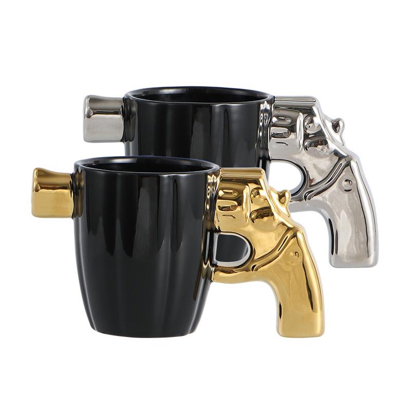 Stylish 3D Revolver-Shaped Ceramic Coffee Cup