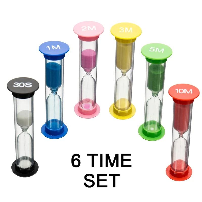 6 Pcs Colorful Sand Timer Set, Hourglasses For Shower/Bathroom Timer & Home Decoration, Kids Educational Time Management Kit