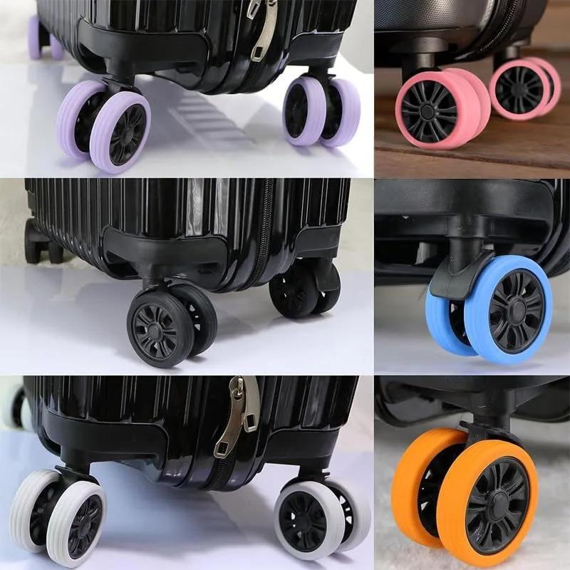 4PCS/Set Silicone Suitcase Wheels Protection Cover with Silent Sound Reduce Noise Trolley Box Luggage Caster Shoes Casters Cover