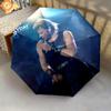 1pc Johnny Hallyday pattern Umbrella Portable Folding Umbrella Iron Frame Hole Bone Structure Outdoor Home Umbrella