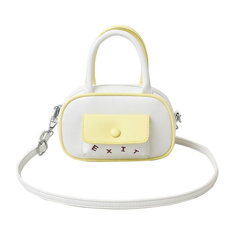 Spring and Summer Hot Sale Korean Version Contrasting Color Dopamine Portable Boston Bag Women's Casual Versatile Foreign Style Commuter Style Messeng