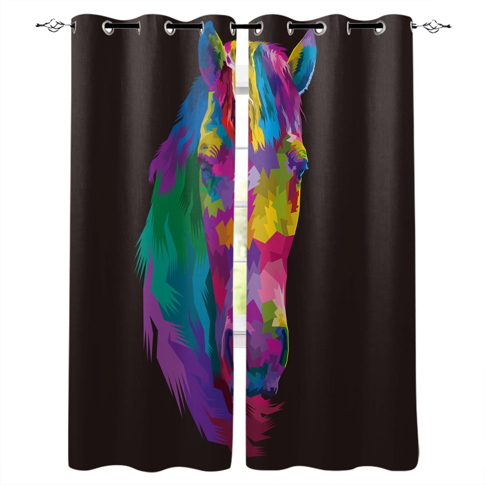 Шторы на окно с изображением лошади — фото 17