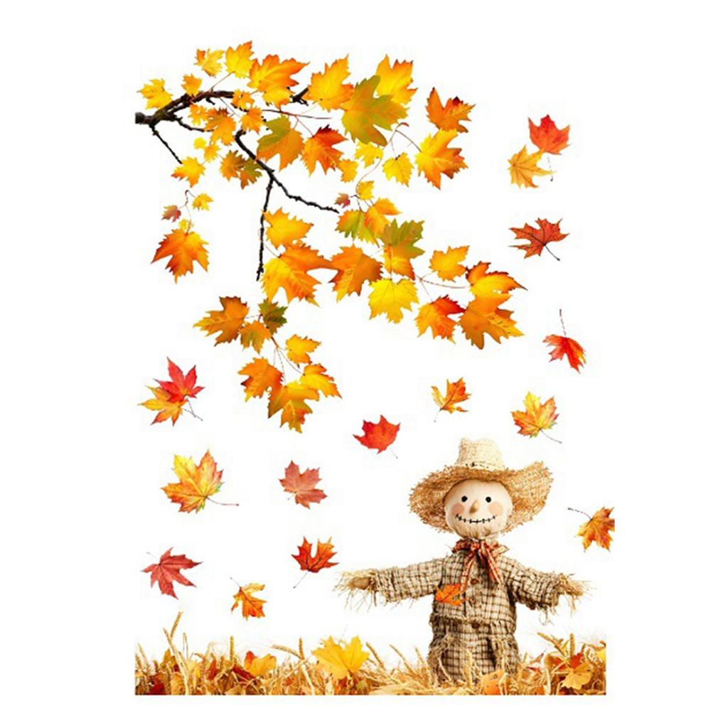 Harvest Pumpkin Turkey Window Clings Decorations Autumn Acorns Cornucopia Reusable Static Window Decals for Fall