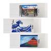 [pkpohs] Ukiyo-e Tenugui Set of 3 - Japanese Pattern Hand Towel for Sweat Wiping, Souvenir, Commemorative Gift - 100% Cotton, Approx. 34x90cm