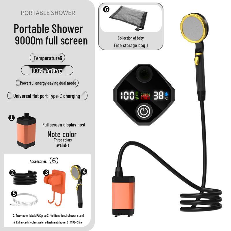 Portable Outdoor Electric Shower Set with Charging Shower Head and Tent