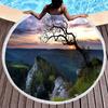 Pretty Country Scenery Print Round Beach Blanket,Polyester Sand Resistant Beach Towel,Absorbent Quick Dry Pool Towel Picnic Mat