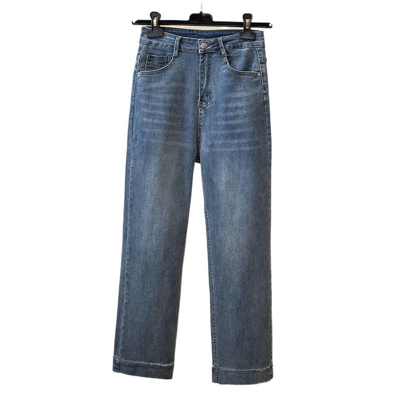 Unisex Autumn 2026 High-Waisted Stretchy Retro Jeans - Slimming Petite Eight-Nine Length Baguette Pants