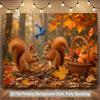 1 Piece of 2D Flat Background Fabric Autumn Forest Animal Gathering Nuts Background banner.PMJ