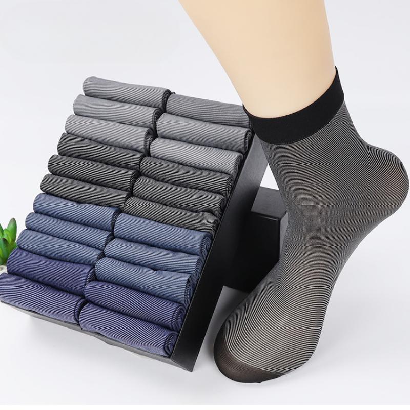 10 Pairs Men's Color Matching Cotton Socks Thin Men's Striped Socks Breathable Sweat-absorbent Mid-tube Business Short Socks