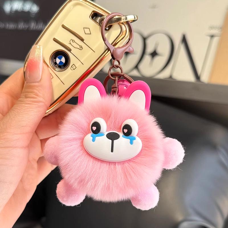 Имитация меха рекса Милый шарм: Плюшевый уголек-шарик для рюкзака и брелока