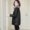 Haining Leather Jacket Women's Winter New Imitation Fox Fur Collar Leather Jacket Down Cotton-padded Jacket Women's Medium and Long Fur Jacket