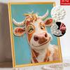 Stretched Frame Pearl Art Kit Winking Cow Pattern DIY Sparkling Bead Canvas Relaxing Hobby Gift for Craft Lovers Creative Projects