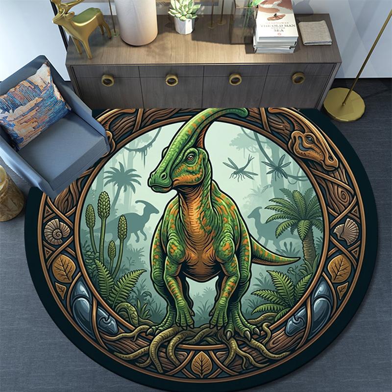 Prehistoric Jungle Adventure Round Area Rug Under Office Chairs Bedroom Living Room Home Decor