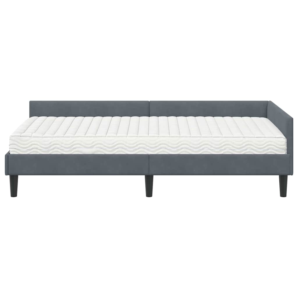 Corner Bed Frame with Mattress Other 2 Pcs Grey Velvet